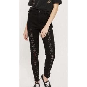 TopShop Moto Black Jeans Lace up SZ 28x30